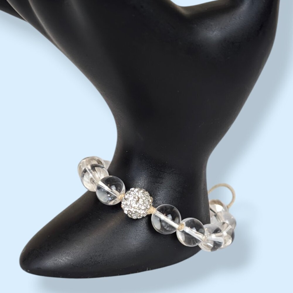 Rhinestone & Rock Crystal Beaded Pull Knot Bracelet